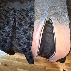 Gymshark Ombre Pink & Gray and Charcoal Camo Leggings
